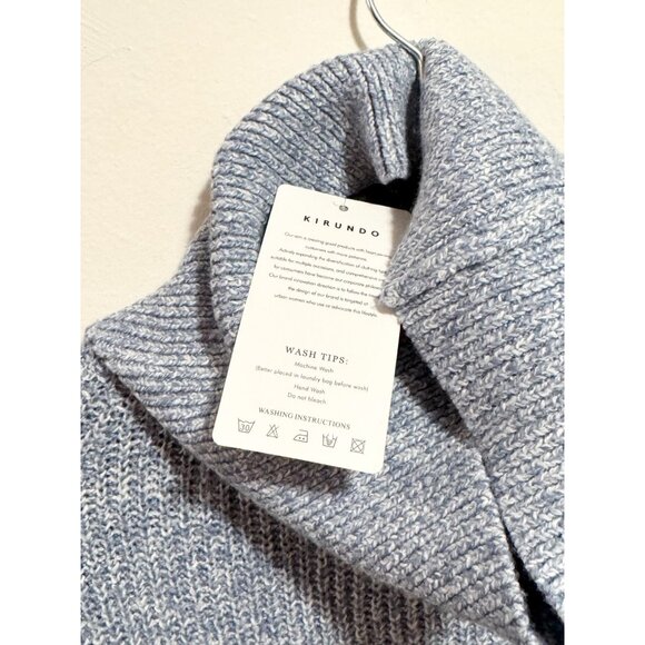 Kirundo Blue Turtleneck Knit Cape Sleeveless Sweater Size XL NWT - Picture 5 of 7